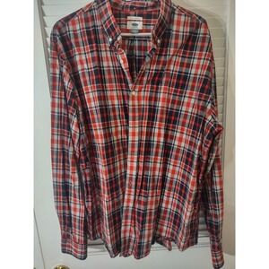 Old Navy Shirt Women's/‎ Men's XXL Slim Fit Red Plaid Long Sleeve Button Up